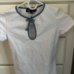 Motel Rocks Monsel Top With White Faded Denim Bind